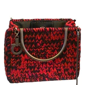 Salvatore Ferragamo Gancini Ltd Edition Knitted Red & Blk Crossbody